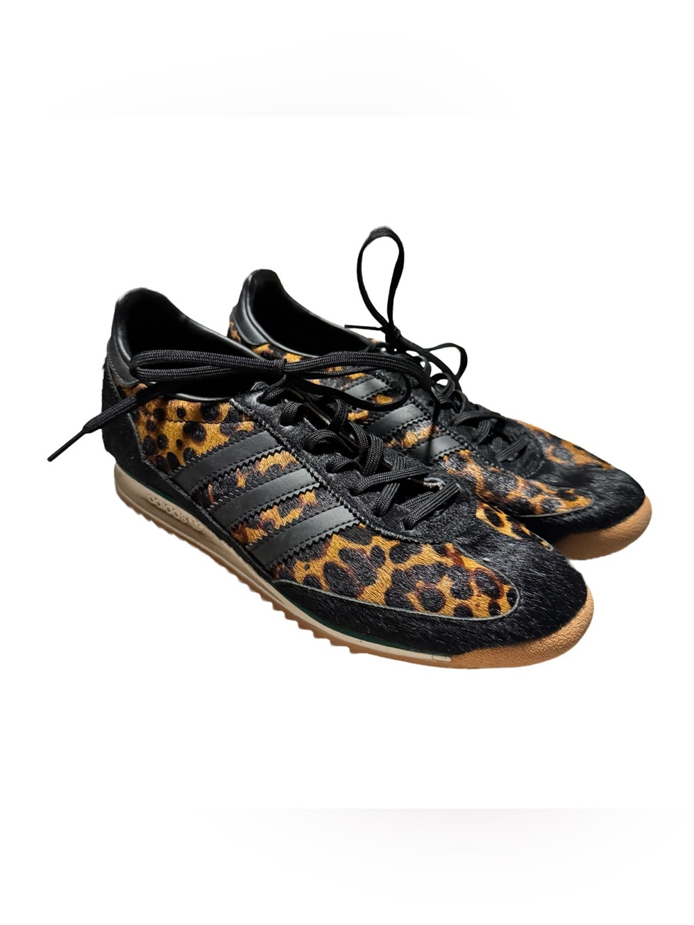 Adidas SL 72 OG Leopard Print Collegiate Green Women's 7 Fur Sneaker Low Top